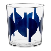 PORQUEROLLES - Lote de 6 - Copo em vidro transparente com motivos gráficos em azul