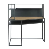 BERLIN - Corner desk with shelves in anthracite grey metal