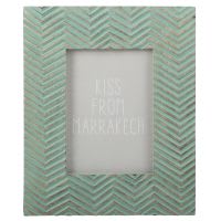 Cornice foto motivo grafico in legno di mango blu, 13x18 cm Cornice foto motivo grafico in legno di mango blu, 13x18 cm