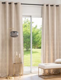 ERSTAD - Cortina com ilhós em tecido jacquard com motivos em bege, cinzento-toupeira e dourado à unidade 135x250