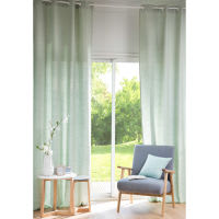 Cortina de ojales de lino lavado verde claro 130x300 Cortina de ojales de lino lavado verde claro 130x300