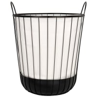 Cotton and metal laundry basket in brown and black