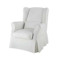 COTTAGE - Cotton armchair cover in ivory