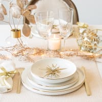 EMILIA - Cotton Table Runner with Gold Print 40x150