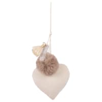 Lot de 2 - Coussin de porte cœur écru et pompon beige