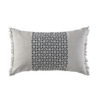 LORAY - Coussin en coton bio imprimé et broderies argentées 30x50