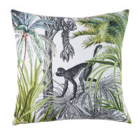 Coussin en coton écru imprimé jungle 45x45 Coussin en coton écru imprimé jungle 45x45