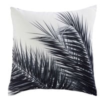 Coussin en tissu noir et blanc imprimé palmier 45x45 AROHA Coussin en tissu noir et blanc imprimé palmier 45x45 AROHA