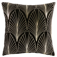 Coussin en velours noir motifs graphiques dorés 45x45 Coussin en velours noir motifs graphiques dorés 45x45