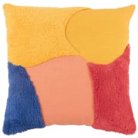 Coussin Gloria Maisons du Monde X Sakina M’Sa en coton jaune, rouge, bleu et rose 45x45