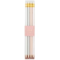 BLUSH - Lot de 4 - Crayons à papier en bois rose, gris et blanc (x4)