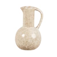 Cream stoneware vase with handle H15cm