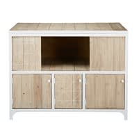 Credenza a 3 ante in abete e metallo bianco Credenza a 3 ante in abete e metallo bianco