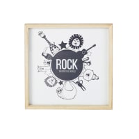 ROCK - Cuadro con estampado de animales en blanco y negro 30 x 30 cm