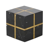 BECKER - Cube déco en marbre noir avec lignes dorées 11x11