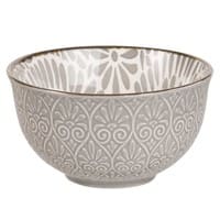 Cuenco de loza gris con motivo floral Cuenco de loza gris con motivo floral