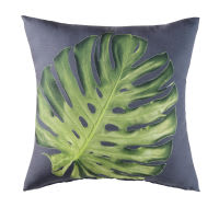 Cuscino da esterno grigio antracite con stampa foglia verde, 45x45 cm Cuscino da esterno grigio antracite con stampa foglia verde, 45x45 cm
