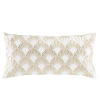 Cuscino in cotone bianco a motivi grafici dorati, 30x60 Cuscino in cotone bianco a motivi grafici dorati, 30x60
