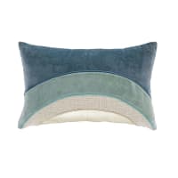 ROMMY - Cuscino in cotone rosa e dorato e velluto di cotone blu 25x40 cm