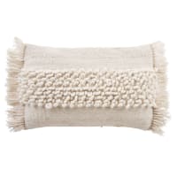 HARPA - Cuscino in lana e cotone intessuti a mano écru 40x60 cm