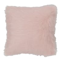 OUMKA - Cuscino in pelliccia ecologica rosa, 45x45 cm