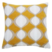 TWIGGY - Cuscino intessuto jacquard con motivi grafici giallo senape, bianchi e beige 45x45 cm, OEKO-TEX®