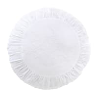 VIDA - Cuscino rotondo in cotone bianco con ricami e pizzo Ø 45 cm, OEKO-TEX®