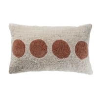ZAGORA - Cuscino taftato in cotone ecru e rosa 40 cm x 70 cm