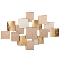 Déco murale en métal doré, blanc et rose 76x60 Déco murale en métal doré, blanc et rose 76x60