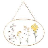 Déco murale en verre imprimé fleurs et métal doré 24x16 Déco murale en verre imprimé fleurs et métal doré 24x16