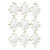 JEANNE - Decoración de pared con 9 espejos de metal dorado 72x102