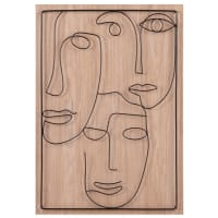 MARCEAU - Decoración de pared con diseño de rostros abstractos en marrón y negro 35 x 50
