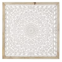 ARAYA - Decoración de pared de mango con mandala tallado blanco 110x110