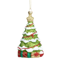 Lotto di 2 - Decorazione natalizia da appendere abete rosso, verde e dorato