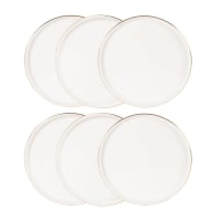 BERENICE - Set van 6 - Dessertbord van wit en goud porselein