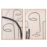 VINCENT - Díptico con estampado abstracto beige, negro y marrón 84 x 60