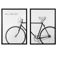 ORLANDO - Díptico con estampado de bicicleta blanco y negro 80 x 110