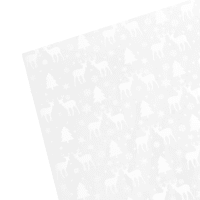 Set van 12 - Doorzichtig cadeaupapier met witte rendieren 70x300