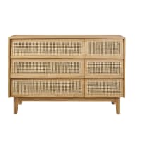 SUZELLE - Double dresser with 6 canework drawers