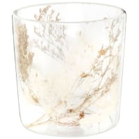 Double-walled glass cup with flowers H13cm
