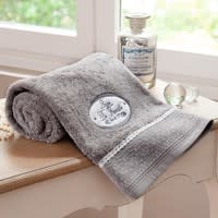 Drap de bain en coton gris 100x150 JEANNE Drap de bain en coton gris 100x150 JEANNE