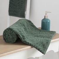 Drap de bain en coton vert motifs feuilles 100x150 Drap de bain en coton vert motifs feuilles 100x150