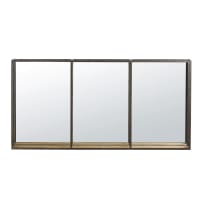 WATFORD - Dreigeteilter Spiegel aus Metall, schwarz 120x60