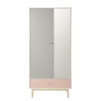 BLUSH - Dressing 2 portes 1 tiroir blanc avec miroir