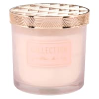 Duftkerze rosa im Glasbehälter mit goldfarbenem Metall 350g