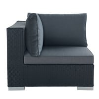 Eckelement für Gartensofa aus Kunstharzgeflecht, schwarz Antibes Eckelement für Gartensofa aus Kunstharzgeflecht, schwarz Antibes