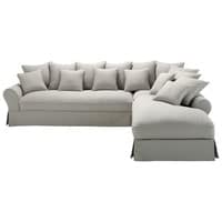 Ecksofa 6-Sitzer mit Ecke rechts aus Baumwolle hellgrau Ecksofa 6-Sitzer mit Ecke rechts aus Baumwolle hellgrau