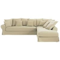 Ecksofa 6-Sitzer mit Ecke rechts aus Baumwolle kittfarben Ecksofa 6-Sitzer mit Ecke rechts aus Baumwolle kittfarben