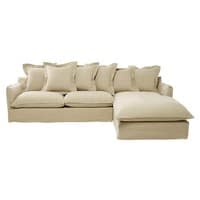 Ecksofa 6-sitzig, Ecke rechts, aus Leinen, hanfbeige Ecksofa 6-sitzig, Ecke rechts, aus Leinen, hanfbeige