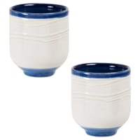 HYERES - Set of 4 - Ecru and blue stoneware cup